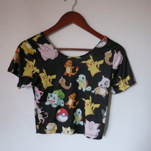 Black First Generation Pokemon Crop Top Omighty